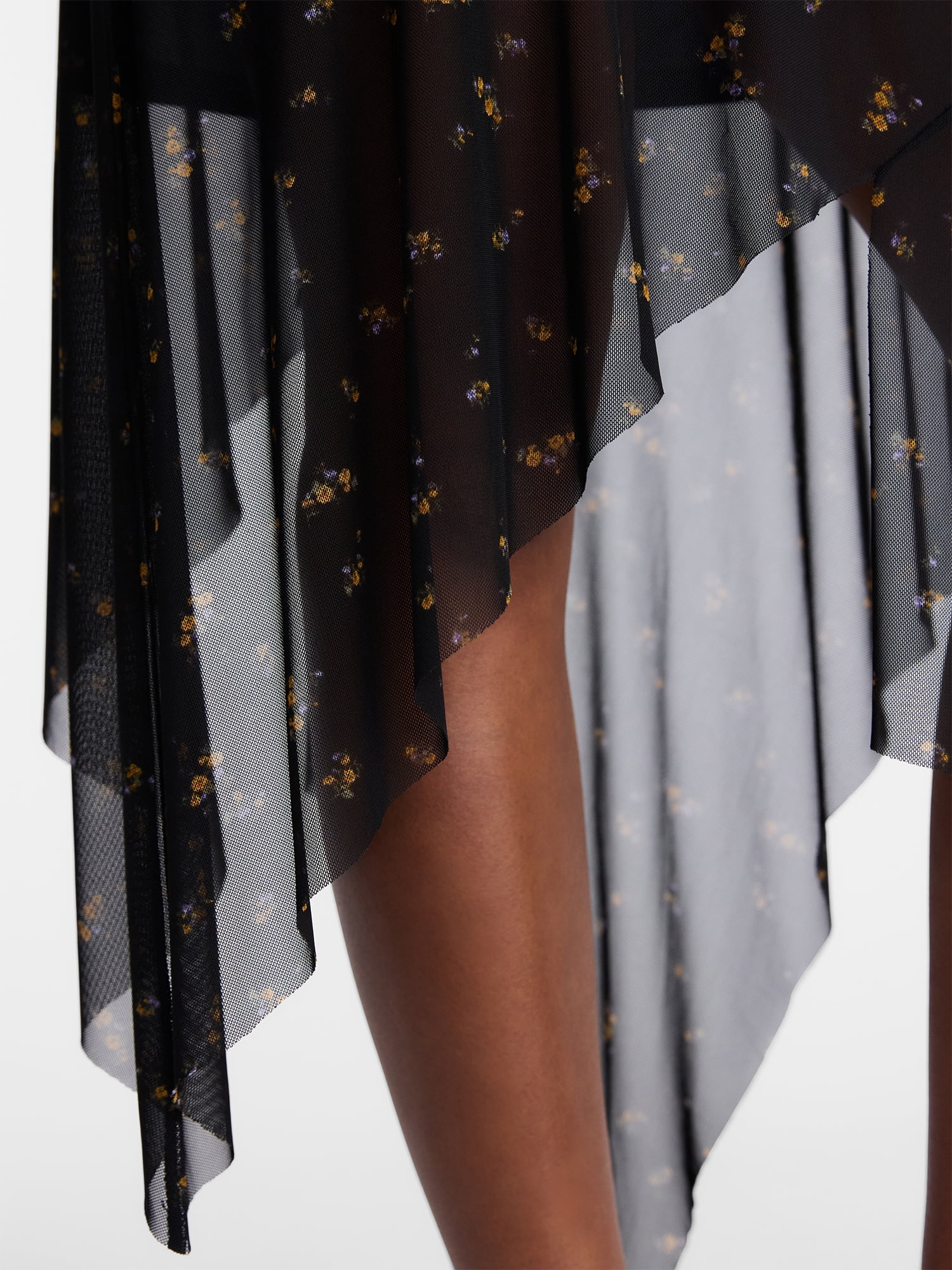 No Boundaries Asymmetrical Mesh Midi Skirt, Women's XXS-XXL