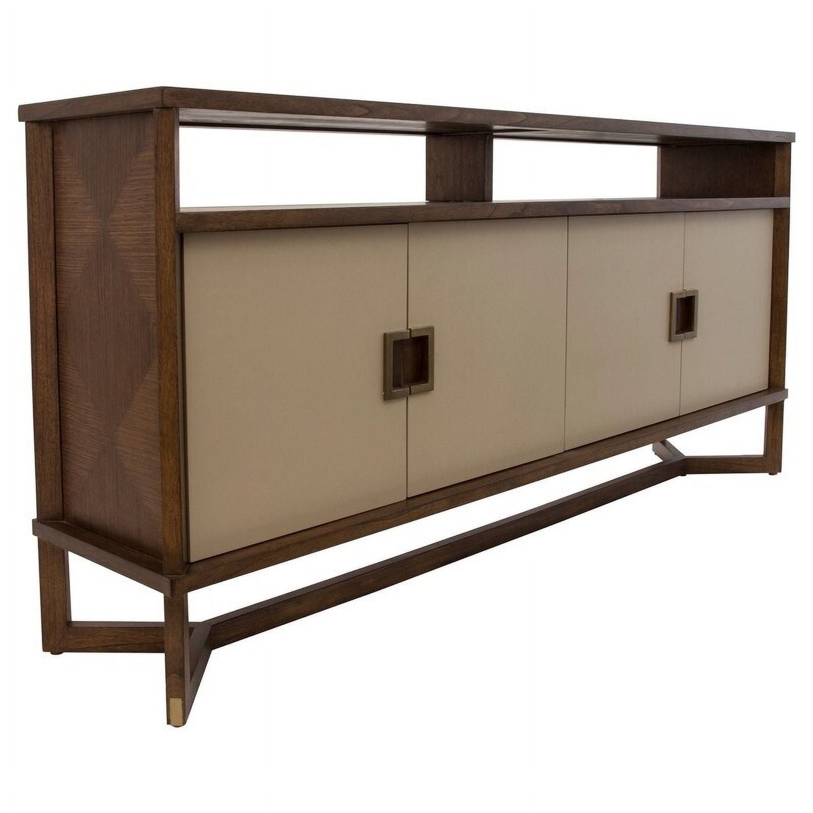 Diamond Lagos Storage Console/Media Cabinet Brown/Black, Neutral Cream, Aged Brass