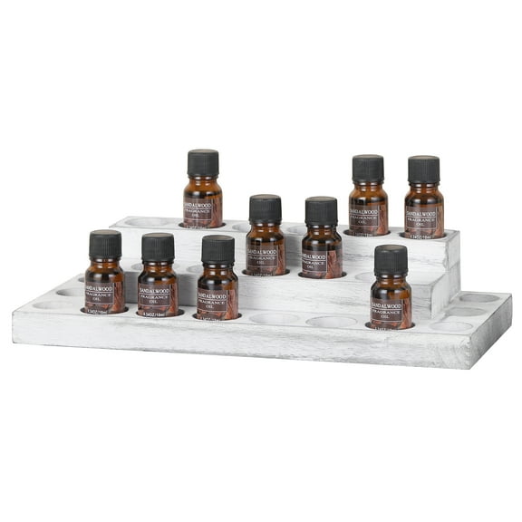 Essential Oil Storage Rack, 3-Tier Essential Oil Nail Polish Display Rack for 5/10/15/20ml Bottles (White)