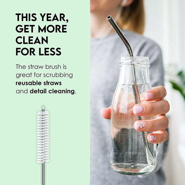 Purtribe 3-in-1 Silicone Bottle Brush Set - Long Brush + 2 Straw Brushes For Cleaning Water Bottles, Tumblers, Flasks