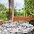 thumbnail image 2 of Ambesonne Floral Fitted Round Tablecloth, Art Abstract Spring Flowers, 56"- 60" Diameter, Rose Blue Grey and Camel, 2 of 5