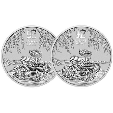 Lot of 2 - 2025 50c Australian Silver Lunar Year Of The Snake 1/2 oz BU