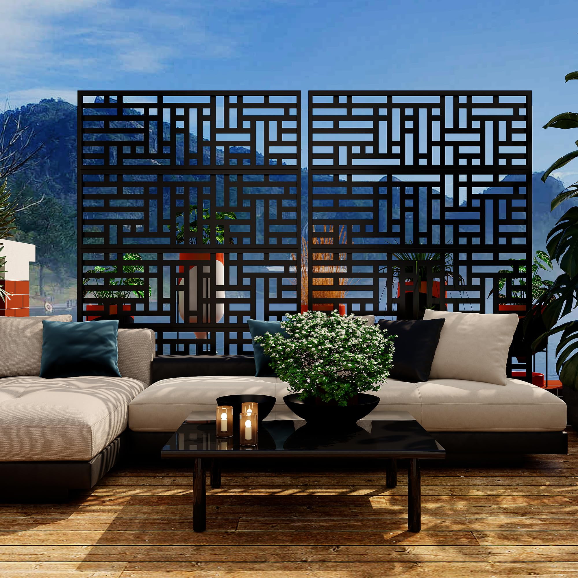 WildBreak 70.9"x46" Metal Privacy Screen - Freestanding Rustproof Outdoor Panel for Patio & Lawn