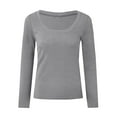 thumbnail image 4 of Povozer Long Sleeve Shirts for Women Casual Basic Tops Crewneck Ribbed Tees Shirts(Gray,2XL), 4 of 5