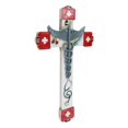 thumbnail image 2 of Red Cross Physician Healer Caduceus Herald's Wand Serpents Winged Wall Cross, 2 of 9