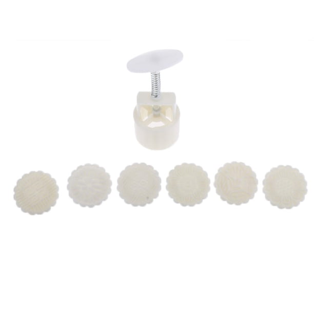 Pastel de luna redondo con decoración floral a presión, 50 g/75 g/100 g, con 6 sellos 75g