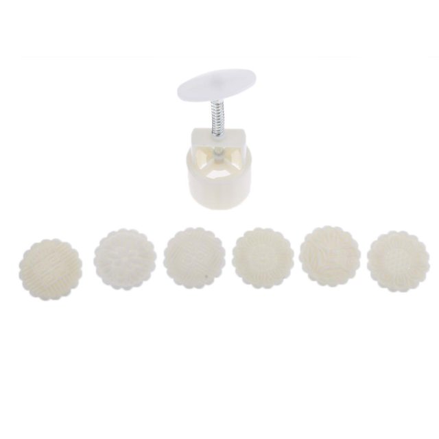 Pastel de luna redondo con decoración floral a presión, 50 g/75 g/100 g, con 6 sellos 75g