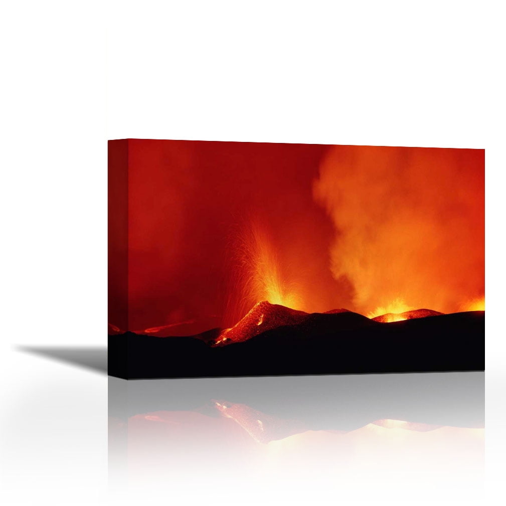 Volcanic eruption with lava fountain and splatter cone, Galapagos ...