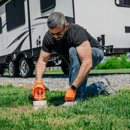 Camco Rhino RV Sewer Hose Elbow with Drain Lock Adapter for Camping, 1 Pack - Orange (39730)