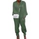 thumbnail image 1 of Txlixc, 2 uds., conjuntos de otoño para mujer, camisa de manga larga con solapa acanalada de Color sólido + traje de pantalón largo para mujer, negro/verde/blanco/azul Txlixc  Moda, 1 of 8