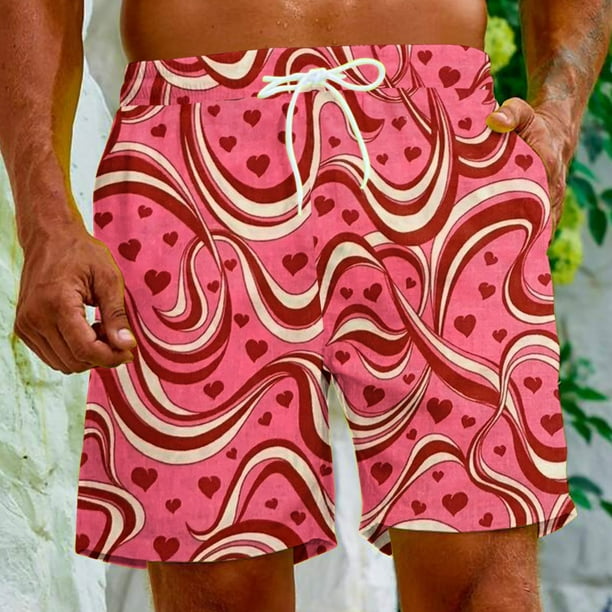 Puntoco Pantalones Cortos De Playa Para El Dia De San Valentin Para Hombre Pantalones Cortos Estampados Con Bolsillo Con Cordon Pantalones Cortos Rojo Xl Pantalones Cortos Hombre Walmart en linea