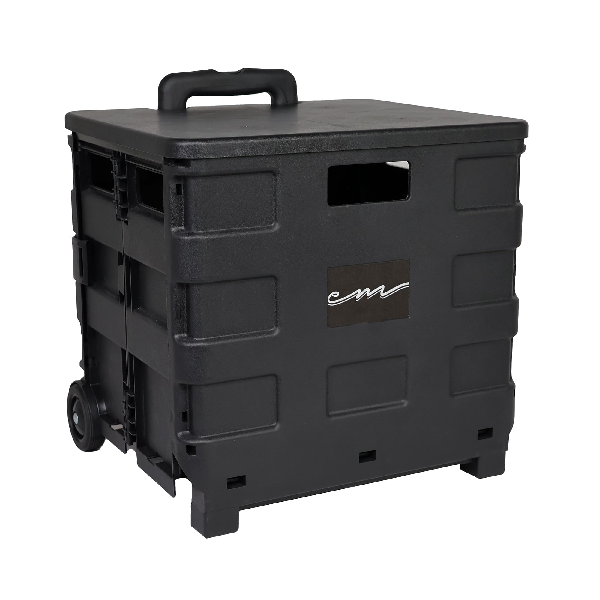 Everything Mary Collapsible Rolling Craft Cart with Lid, Black