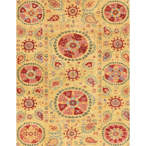 Ahgly Company Indoor Rectangle Abstract Orange Abstract Area Rugs, 8' x 12'
