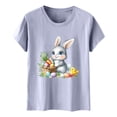 thumbnail image 5 of AGWOLF Women's Easter Shirt Short Sleeve Cute Bunny Print T-shirt Loose Fit Crew Neck Pullover Religious Tops Graphic Tees Gray XXXL, 5 of 5