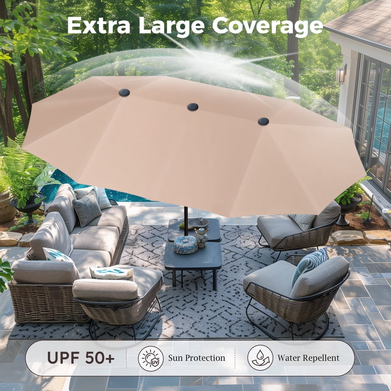 costco rectangular patio umbrellas Garden Winds Round Cantilever 573573 Umbrella Replacement Canopy resistant 180gsm polyester Dunn-Rite ShadeTable Water-Filled Pool Umbrella