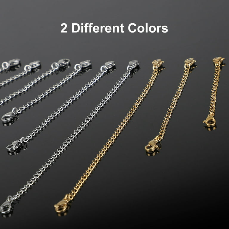 Tiparts 8 Pcs Necklace Extender Bracelet Extender Gold Silver Chains Set with Lobster Clasps,Length: 6 4 3 2