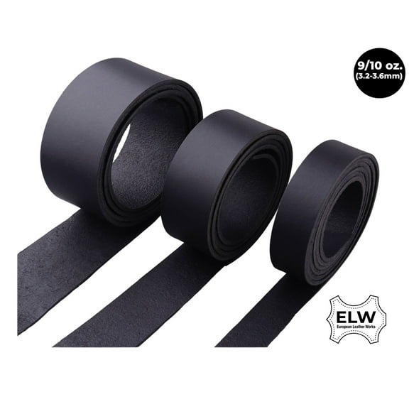 ELW Black Latigo Leather 9-10oz 3.6-4mm Straps, Belts, Strips84" 2.14m Long2-1/2" 6.4cm Long Full Grain Leather Cowhide Tooling Leather Heavy Weight