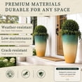 thumbnail image 6 of FIASON 2 Pack 21" Sunrise Cyan Orange Tall Planters, Glossy Smooth Plastic Plant Pots with Dual-Use Tray & Drainage Holes, Indoor Outdoor Front Porch Patio Decor, 6 of 12