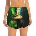 thumbnail image 2 of Xecao's St. Patrick's Day4 for a double-layer running short for women, perfect for gym, tennis, and more, featuring a convenient pocket., 2 of 9