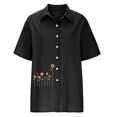 thumbnail image 4 of IROINNID Summer Tops For Women Under $10 Leisure Print Button Turn down Neck Short Sleeve Short Sleeves Tops Clearance Under $10, 4 of 8