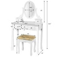 thumbnail image 2 of Costway Vanity Table Set Dressing Table Set W/5 Drawer Make Up Table and Stool Set White, 2 of 10