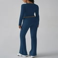 thumbnail image 6 of LYMAYTER Women's 2-Piece Lounge Set‌ Long Sleeve Square Neck Top Foldover Flare Pants Comfy Outfit S-XL, 6 of 9