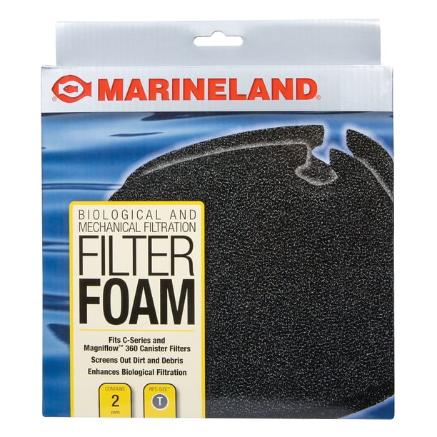 Espuma de filtro Marineland, 2 unidades, compatible con filtración biológica y mecánica de acuarios, tamaño Rite T, compatible con filtros de recipiente serie C y Magniflow 360 y 400