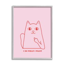 Stupell Industries Do What I Want Cat Animals & Insects Painting Gray Framed Art Print Wall Art, 11 x 14