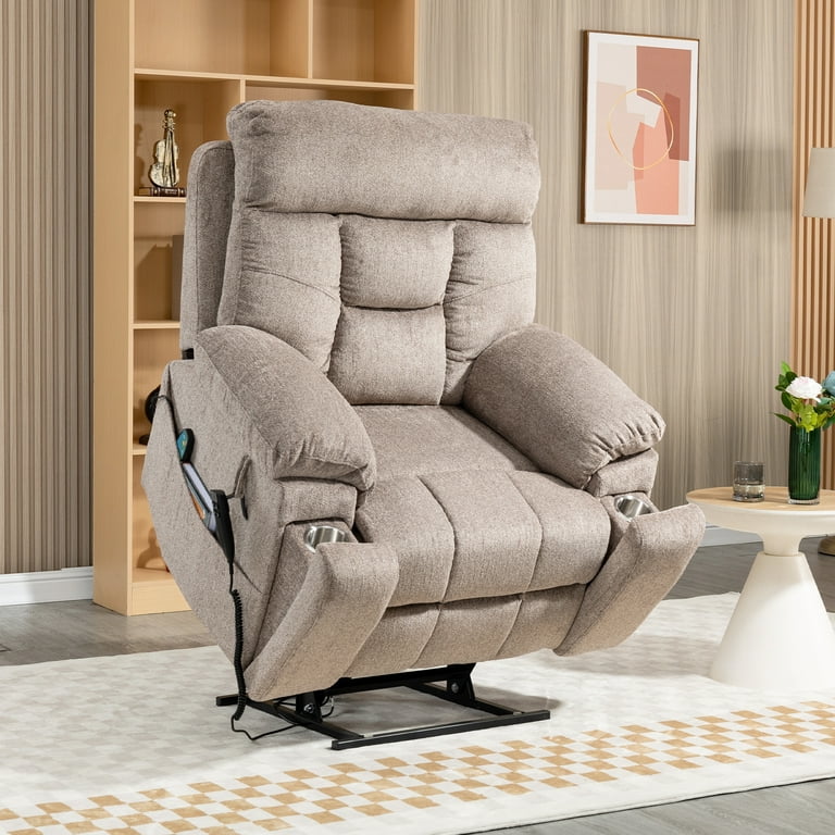 Big and Tall Black Power Lift Recliner Chair for Elderly with Massage