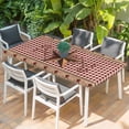 thumbnail image 2 of Vintage Texas Star Brown Table Cloths for 6 Foot Rectangle Tables, Red Plaid Berry Farmhouse Patio Waterproof Elastic Fitted Tablecloths, Washable Rectangular Table Cover for Camping, 2 of 8