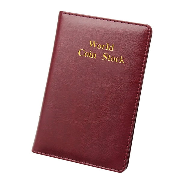 Bearachild Álbum de almacenamiento de monedas con 60 bolsillos, colección de álbumes de recortes, sellos, organizador de billetes, libro de Almacenamiento y organización del hogar Rojo