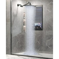 11.8" Rain Shower Head, Rectangular Rainfall Showerhead with 11" Stainless Steel Exension Arm, Height & Angle Decor Adjustable, High Flow Showheads, Bathroom Accessories, 2.5GPM Matte Black