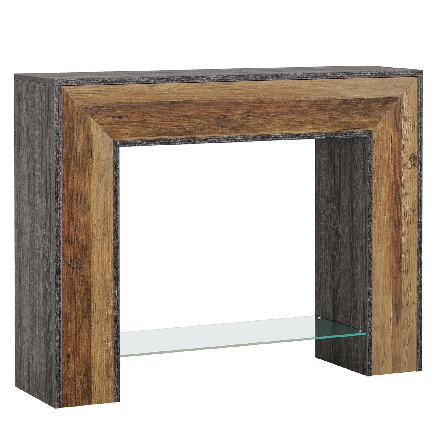 Demi Bonn 41" Console Table Dual-Tone Farmhouse Sofa Table, Stylish End Table for Living Room, Brown