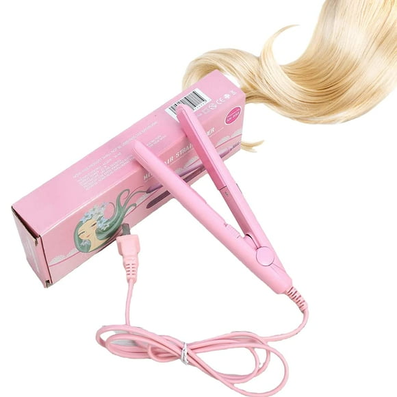 Mini plancha de pelo, Plancha Alaciadora Tecnología Cerámica rizador de calefacción de hierro plano de turmalina de cerámica Plancha de alisado 2 en 1 para rizar enderezar flequillo cabello ondulado