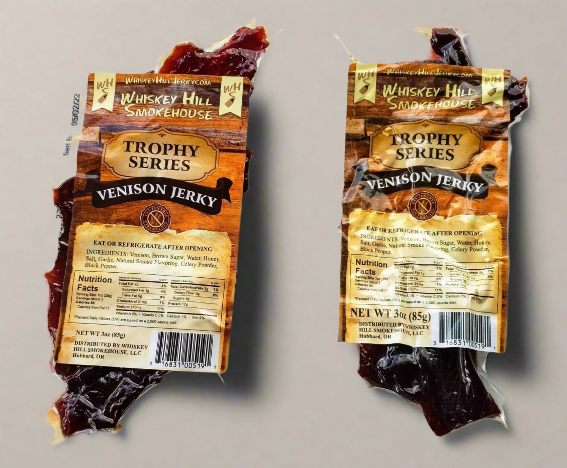 Whiskey Hill Smokehouse - Trophy Series Game Jerky - VENISON Jerky - 100% Venison (3oz)