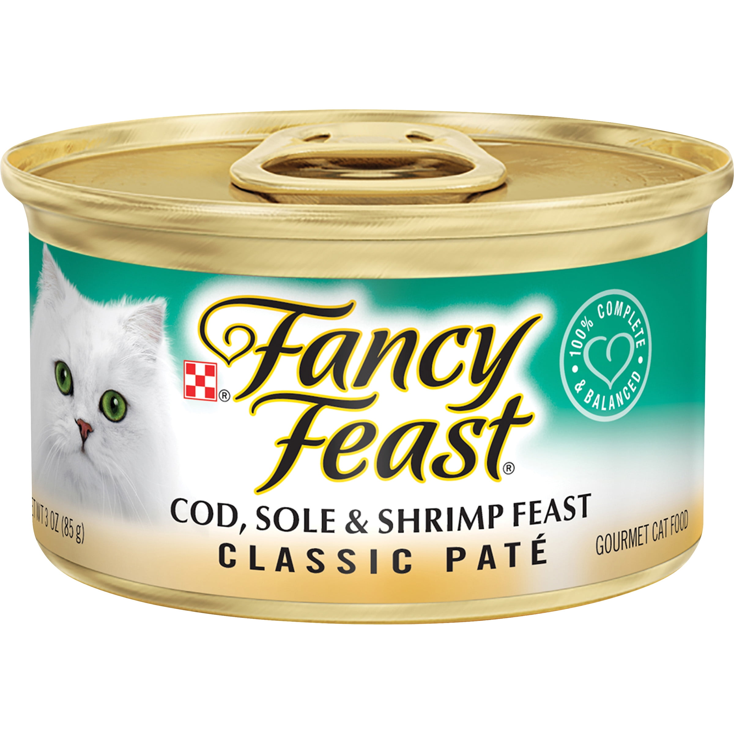 Fancy Feast Cod & Sole & Shrimp Pate Pate Wet Cat Food, 3 oz Can