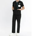 thumbnail image 6 of LoyisVidion Unisex Short-Sleeve V-Neck Uniform Set for Healthcare Professionals Men Working Uniform Pocket Short Sleeve Blouse+Long Pants Two-Piece Sets, 6 of 9