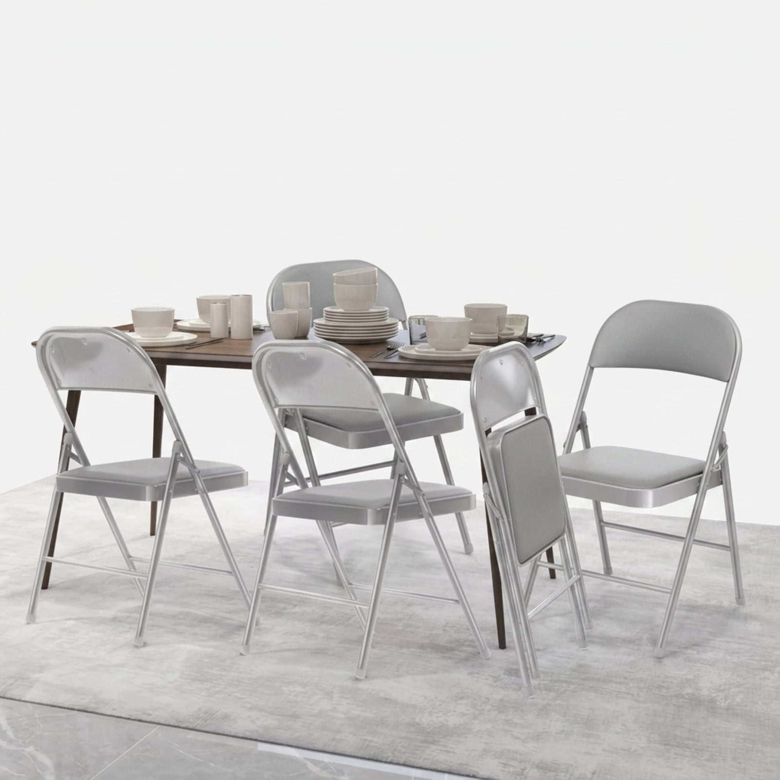 Fenbeli Fabric Padded Folding Chairs 4 Pack, Gray Foldable Chairs with 330 lb Capacity, Portable Seating for Dining Parties and Indoor Outdoor Events