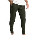 thumbnail image 1 of Pantalones largos para hombre, de color liso, elásticos, ajustados, de corte bajo, informales, transpirables, para hombre, 1 of 4