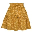 thumbnail image 2 of Gibobby mini faldas de mujer sexy Minifalda escalonada con volantes de cintura alta de verano para mujer, falda de playa con estampado Floral de lunares(Amarillo， S), 2 of 5