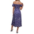 thumbnail image 6 of Biekopu Women  Summer Midi Dress, Elegant Short Sleeve Square Neck Floral Slit Dress for Casual Party Wear, S/M/L, 6 of 8