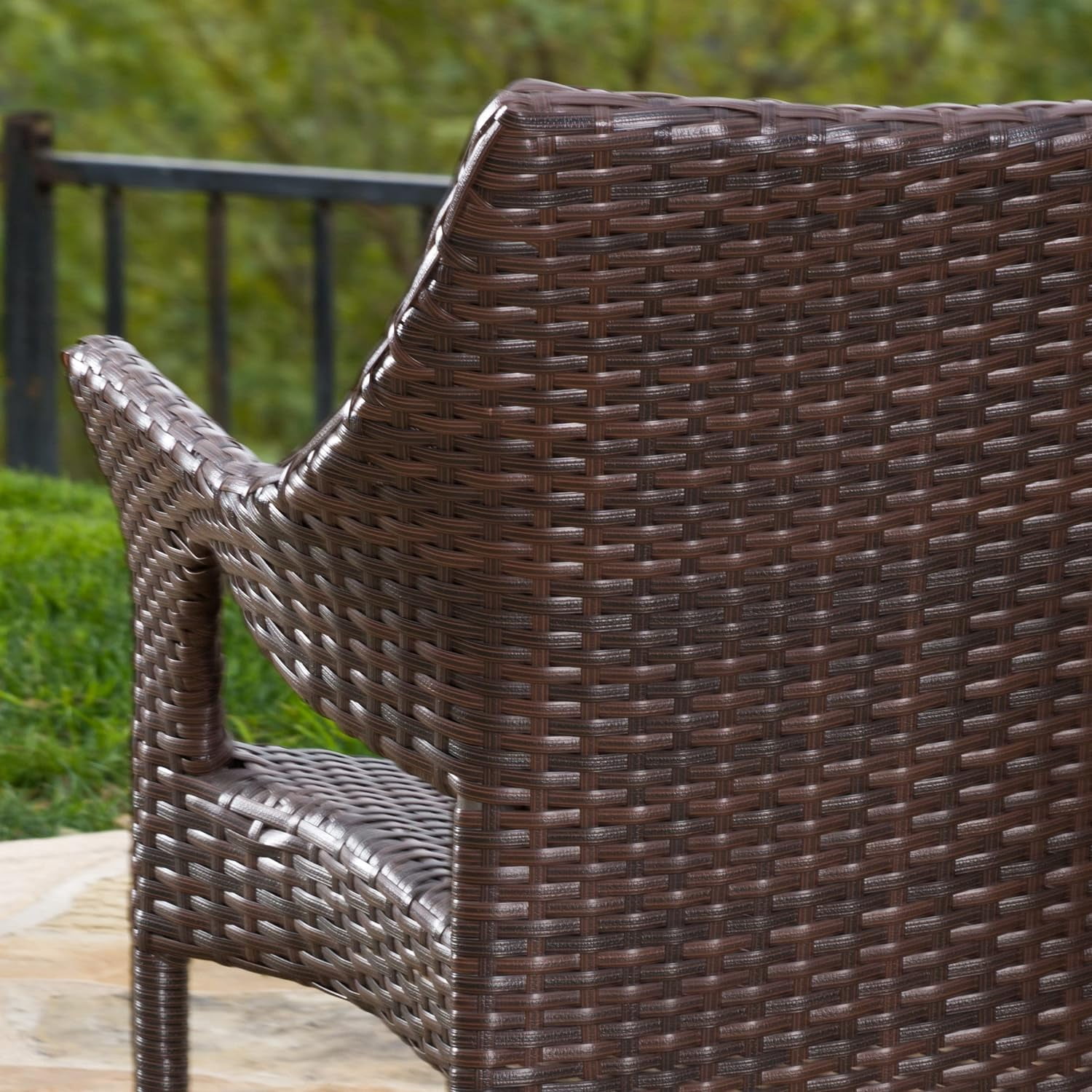 Resin Chair Set of 4, Outdoor Stackable Patio Dining Chairs for Garden Deck, Brown