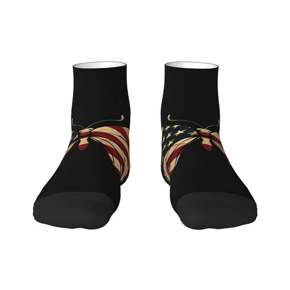 Naloa Patriotic USA Butterfly Art Ankle Socks for Women Non Slip Socks No Show Socks Classic Low Cut Casual Socks Casual Socks