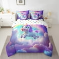 thumbnail image 2 of Castle Fairy Cute Animal Unicorn Twin Bedding Sets 7-Piece for Preppy Children Kids,Dreamy Princess Bedding Comforter Set Microfiber,Kawaii Rainbow Breathable Sheet Sets,Breathable Home Decor, 2 of 8