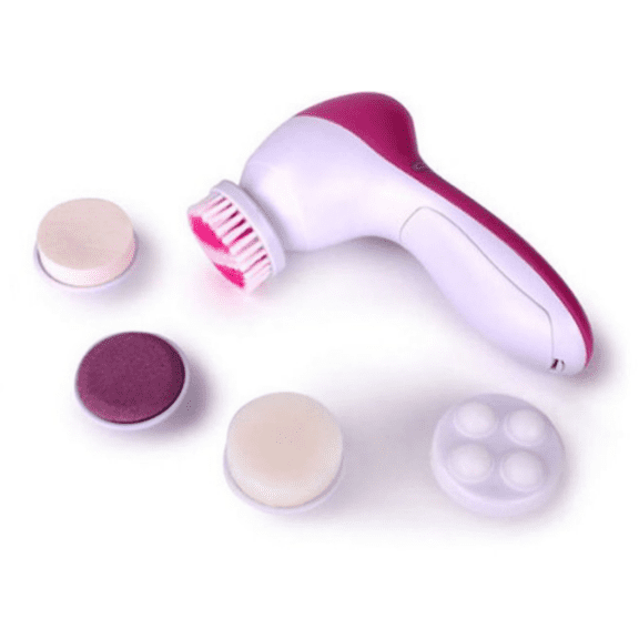 5-in-1 Rechargeable Facial Cleansing Spin Brush Set with 5 Exfoliating Brush Heads