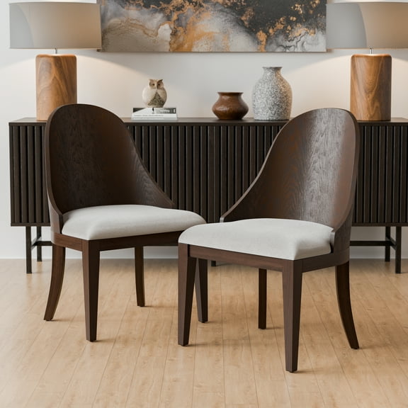 Furniture of America Uven Modern Solid Wood Indoor Dining Chairs, Dark Walnut (Set of 2)