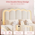 thumbnail image 6 of Hijob Full Size LED Bed Frame for Girls/Kids with Storage Drawers, Velvet Upholstered Platform Bed with Adjustable Headboard, Built in Charging Station, Beige, 6 of 7
