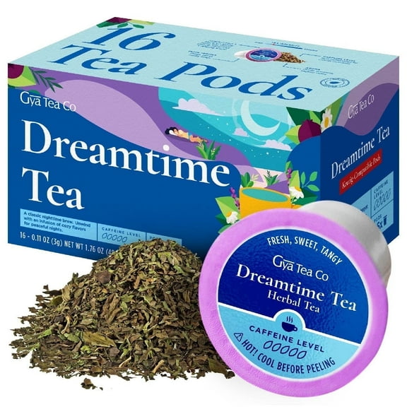 Gya Tea Co Decaf Herbal Tea Pods for Keurig (16 ct) with Chamomile & Lavender Blend, Designed for Relaxation and Sleep