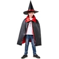 thumbnail image 1 of Capa de Mago Infantil Capa de Disfraz de Halloween con Sombrero Mágico Capa Cosplay Bruja Medieval Capa de Puerta de Doble Cara con Capucha Disfraces Mascarada Navidad Carnaval Ópera Escenario JM, 1 of 5