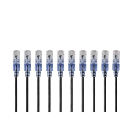 UPC: 0889028069622 | Monoprice SlimRun Cat6A Ethernet Patch Cable – Network Internet Cord – RJ45  Stranded  UTP  Pure Bare Copper Wire  30AWG  0.5 Feet  Black  10-Pack